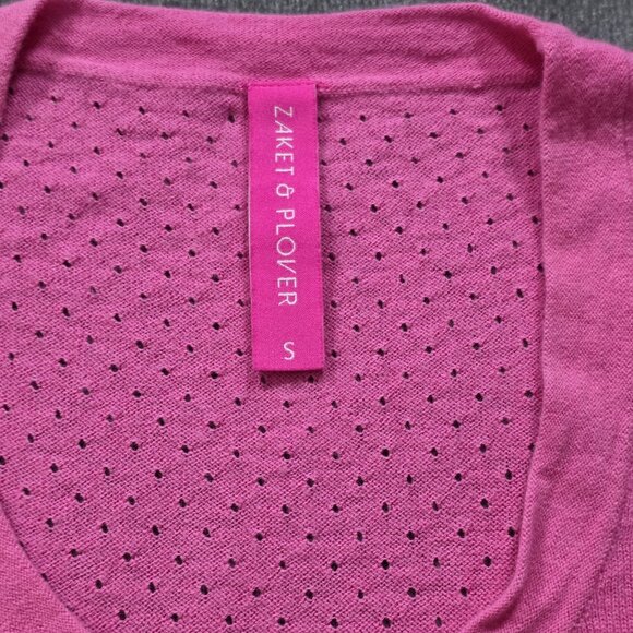 Zaket & Plover Sweater Women S Pink Silk Cotton LS Lightweight Boho Preppy Twee - Picture 3 of 13